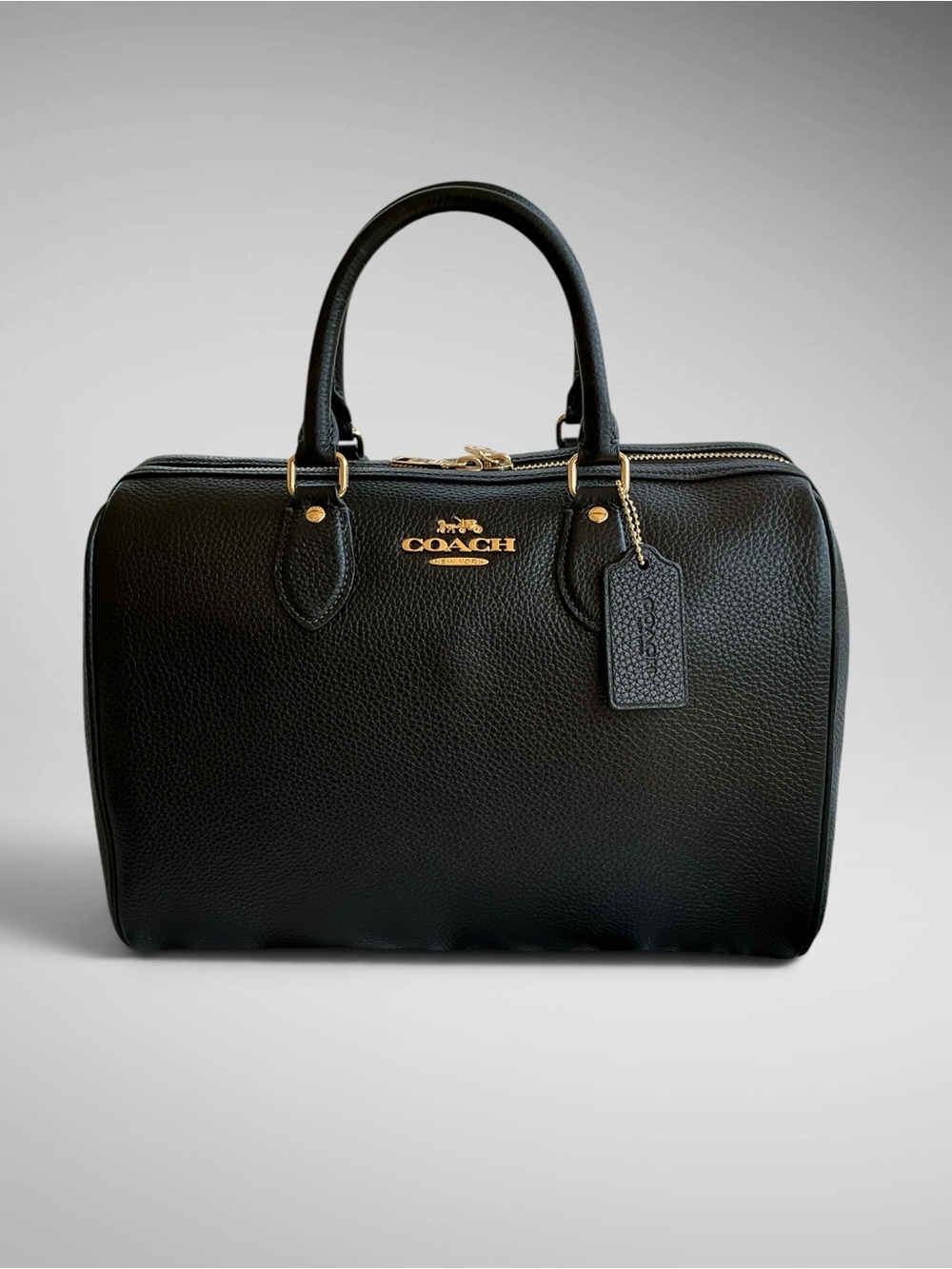 Coach Rowan Large Satchel Black Soft Pebbled Leather Gold Hardware CV960 NWT - Picture 3 of 14